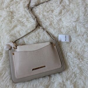 Aldo Womens Cross Body Bag - Light olive green with beige